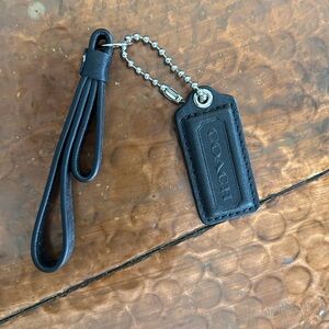 COACH Black Leather Tag  Keychain